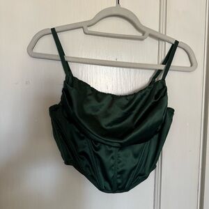 Urban Outfitters Emerald Green Satin Corset Top